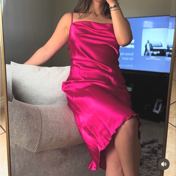 Dresses & Skirts - Sleek Pink Satin Slip Dress